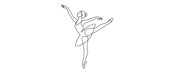 Elegant Dancer in Continuous Line Art Style © askew