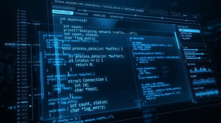 Fototapeta premium Coding programming developing typing script source languages symbols project data software engineering IT technology computer abstract screen background. 3d rendering