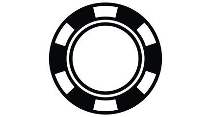 Naklejka premium Simple black and white graphic of a casino poker chip on a plain white background