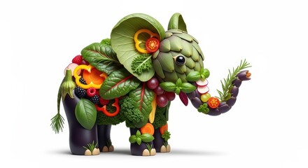 Fototapeta premium Creative elephant made of fresh vegetables