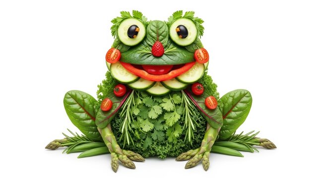 Creative frog made of fresh vegetables