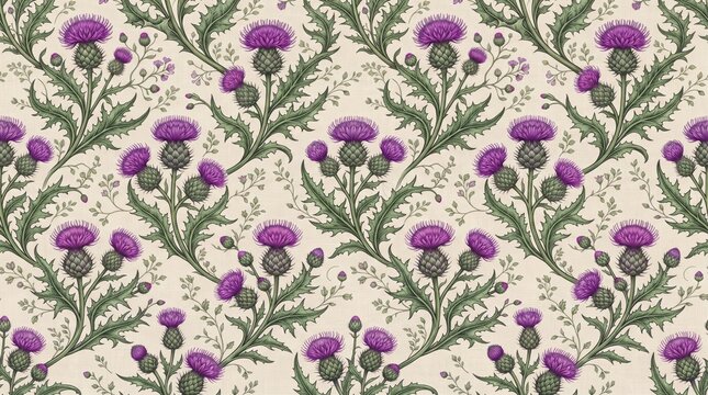Scotland pattern thistle floral ornament wallpaper design with scotland scottish ornament decorative botanical heritage