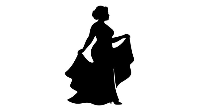 Plus-size model lifting gown silhouette 