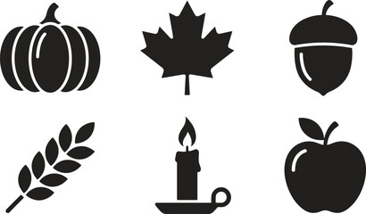 Collection of six autumn harvest and seasonal celebration graphic icons © AhammadMiran99