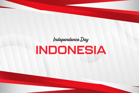Indonesia Independence Day background vector illustration with modern geometric red and white border frame design.