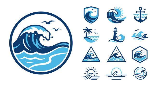 Ocean Wave Icons Set