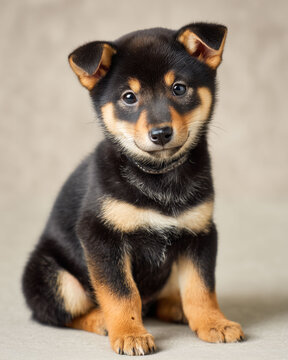 ふわふわの毛並みが可愛い柴犬（黒柴）の子犬のポートフォリオ