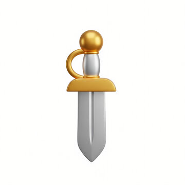 Stylized gold and silver sword icon isolated on white background