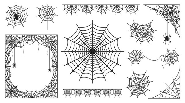 Spooky Spiderwebs and Spiders Graphic Elements