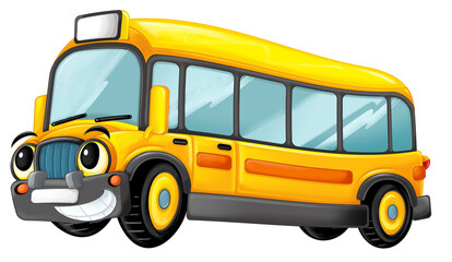 Cartoon funny looking cartoon bus car vehicle transportation illustration for kids © honeyflavour