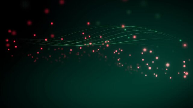 A serene and ethereal scene featuring delicate glowing light trails and particles forming a dynamic
