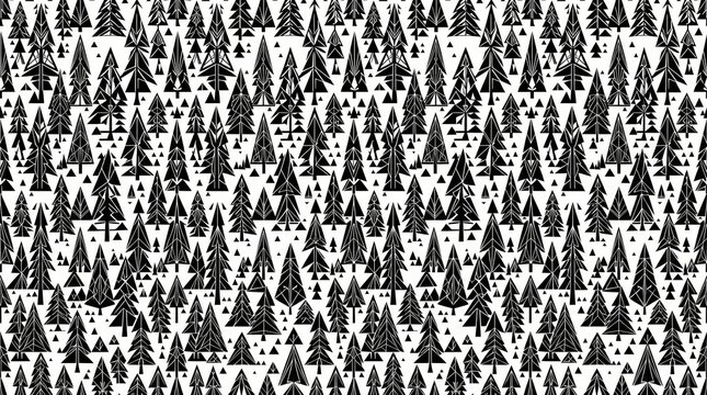 Norway pattern forest pine tree silhouette seamless print with silhouette seamless scandinavian folklore woodland