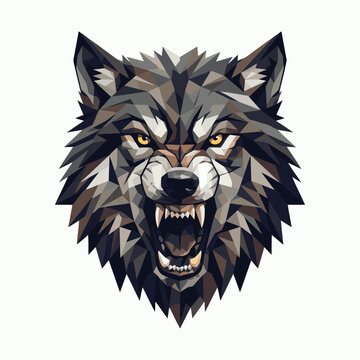 low poly style vector wolf image
