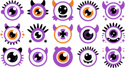 Spooky halloween vector eyes collection cute monster eyes for festive designs party decorations and digital art projects © Universal Icons Lab