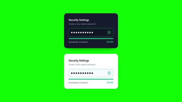 Password strength indicator Chroma key cybersecurity login graphic