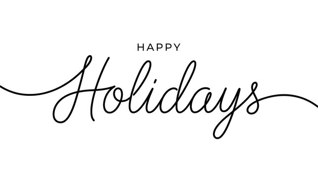 Elegant minimalist happy holidays continuous one line script typography with holidays, calligraphy