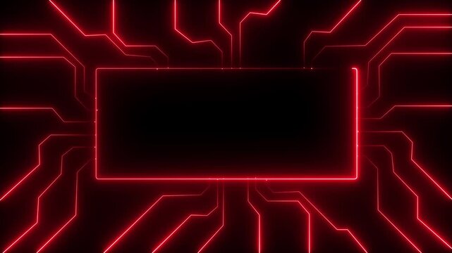 glowing neon high tech Artificial intelligence circuit board icon. Digital Data moving on Circuit Board and CPU loop background. Computer.technology 4k video