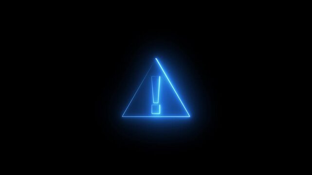 Neon line warning attention white color animation icon signal alert risk .Neon Alert icon animation,Neon line warning attention white color animation icon signal alert risk safety danger road warning