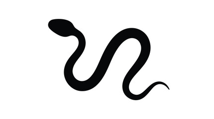 Fototapeta premium Black snake silhouette icon. Minimalist serpent graphic for wildlife and nature design.