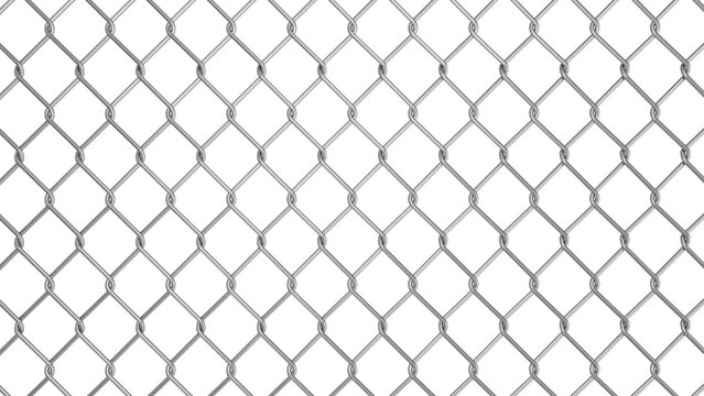 Shiny Silver Chain Link Fence Pattern. Isolated 3D Rendering.