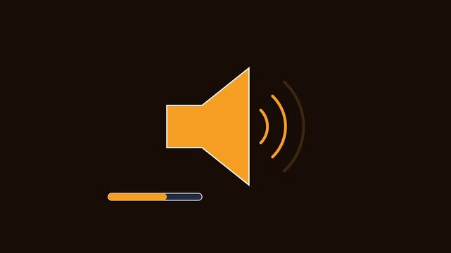 Animated speaker with volume level progress bar for digital interface and media player ui animation 4k