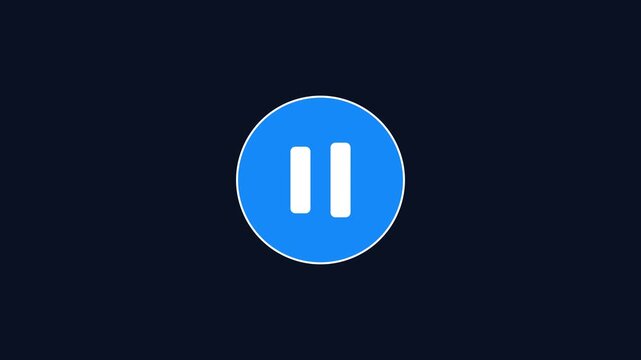 Blue pause button animation for digital media interface and user experience 4k
