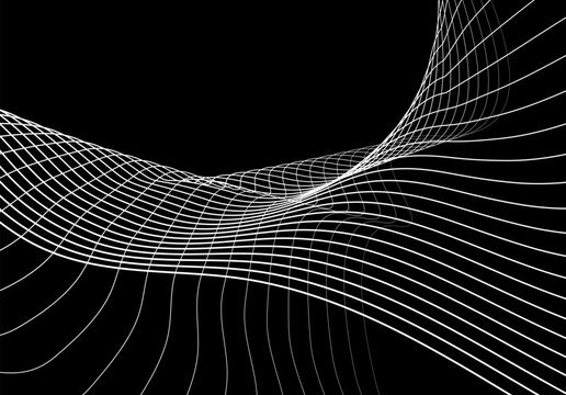 Abstract flowing lines graphic composition with monochrome moire pattern effect abstract geometric.wave, light, lines, wallpaper, fractal, line, design, illustration, technology, motion, backdrop.