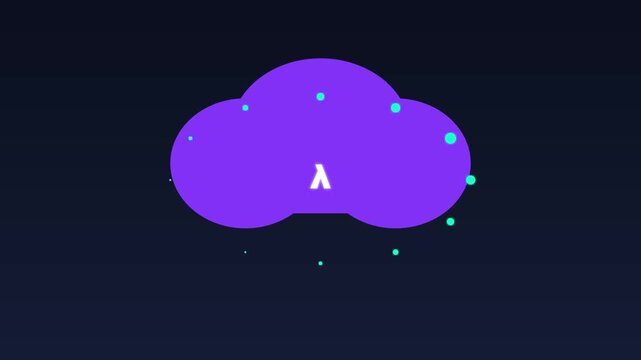 Lambda cloud computing animation with floating particles and digital network connectivity 4k technology