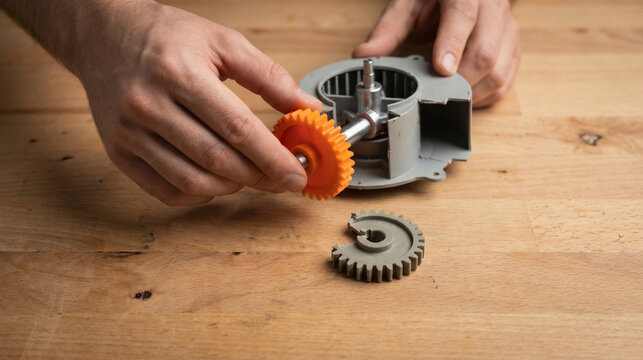 Desk Fan Gear Repair Workflow Using a Printed Orange Replacement Part