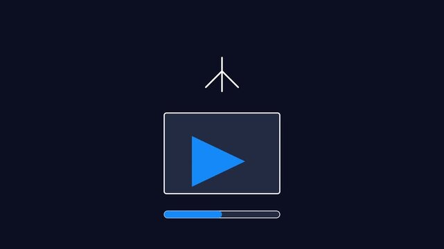 Minimalist digital upload animation with play button and progress bar for ui 4k interface