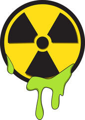 A radioactive warning symbol dripping with green toxic slime, representing nuclear danger, contamination, hazardous waste, and environmental or chemical threats. © MReza