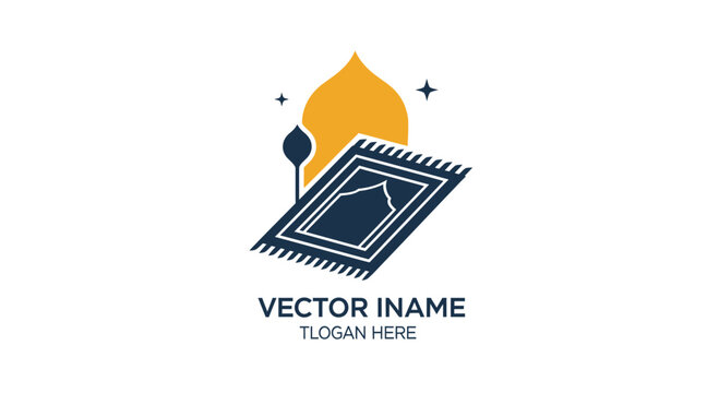 Prayer mat and mosque dome religious logo