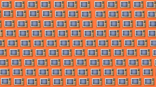 Vintage televisions creating repeating pop art pattern background