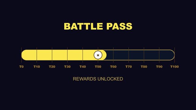 Battle pass progress bar animation with star and leveling rewards ui for gaming interface 4k gaming ui
