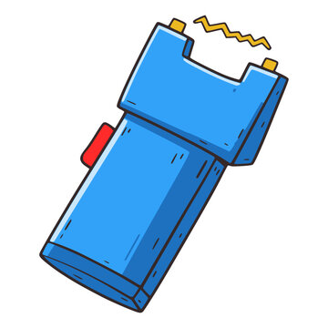 taser electricity device security justice law enforcement flat color vector illustration template design