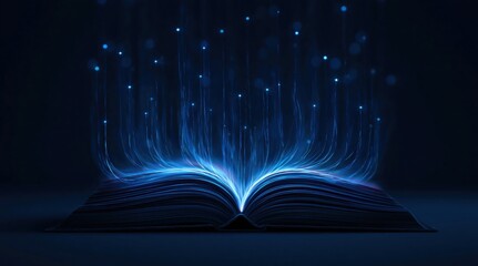 Book with magic glowing light representing imagination wisdom and fantasy knowledge © oksa_studio