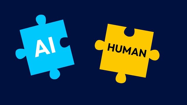 Illustration collaboration between Artificial Intelligence (AI) and humans