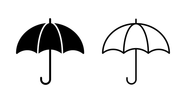 Umbrella Vector Icon Set, Weather Protection Flat Silhouette