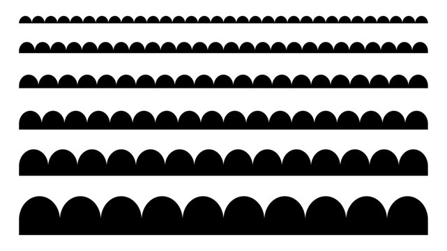 Scallop Edge Border pattern set Vector, Seamless scalloped edge dividers collection,  Wave Line Divider and zig zag border