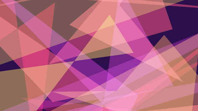 Procedural art of abstract geometric background with overlapping pink and purple triangles