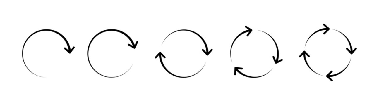 Circular Arrow Loop Vector Set, Refresh Reload Sync and Cycle Process Icon Collection