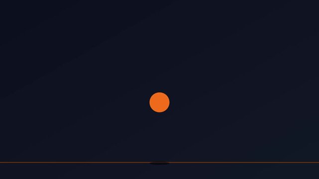 Minimalist orange ball bouncing loop animation on dark 4k background
