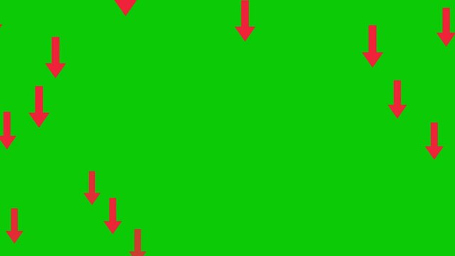 Falling red down arrows animation video