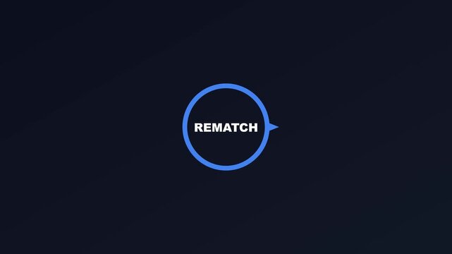 Rematch text animation with blue circular for gaming and sports broadcast motion 4k competition