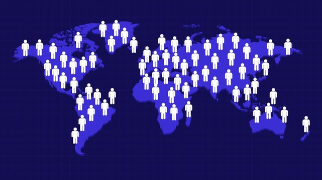 Global population distribution map animation video