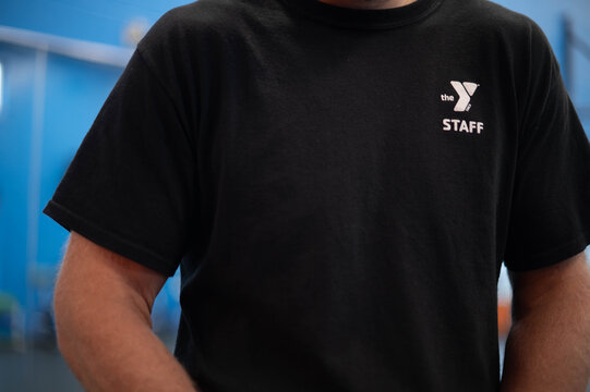 YMCA staff member T shirt logo, copy space background image