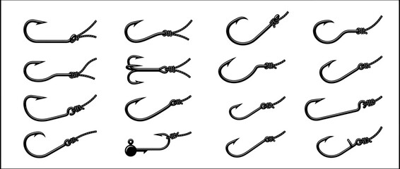Fishing Hooks and Knots Collection - Various Designs © Dayah