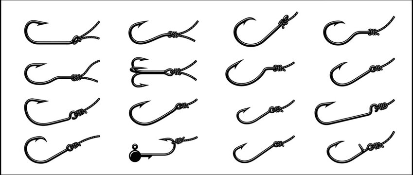 Fishing Hooks and Knots Collection - Various Designs