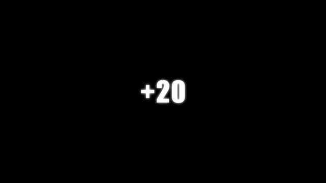 20 plus age restriction warning animation with bold text on transparent background. Clean and modern adult content disclaimer in 4K resolution, suitable for mature audience notice, content rating, par