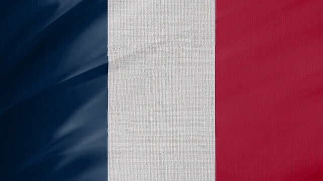 France Flag Animation With Fabric Texture